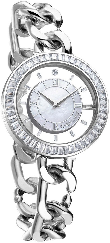 Relógio Feminino Ciga Design D022-SIWH-3SS Sparkle Collection Quartz Watch Silver