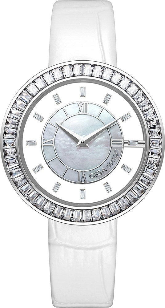 Relógio Feminino Ciga Design D022-SIWH-1WH Sparkle Collection Quartz Watch Silver
