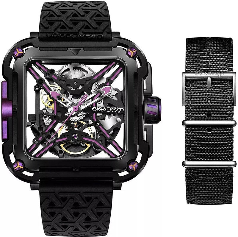 Relógio Masculino Ciga Design X011-BLPL-W25BK Mechanical X Series Gorilla Neon Purple