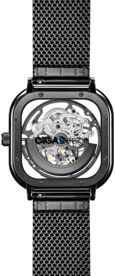 Relógio Masculino Ciga Design Z011-BLBL-W13 Skeleton Mechanical Watch Full Hollow Black
