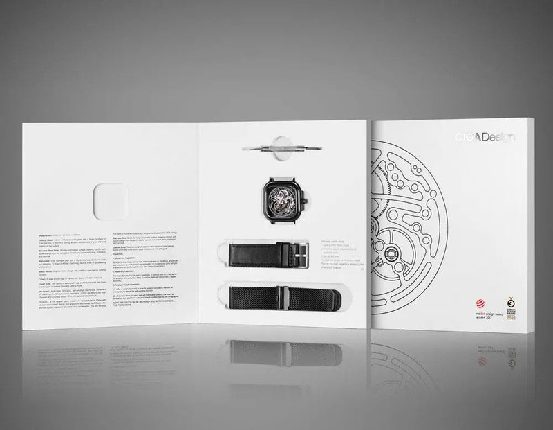 Relógio Masculino Ciga Design Z011-BLBL-W13 Skeleton Mechanical Watch Full Hollow Black